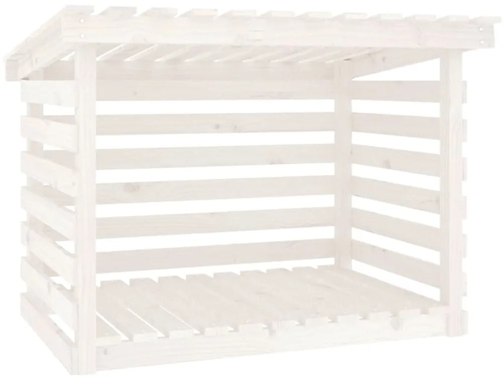 Stojan na palivové drevo biely 108x73x79 cm masívna borovica