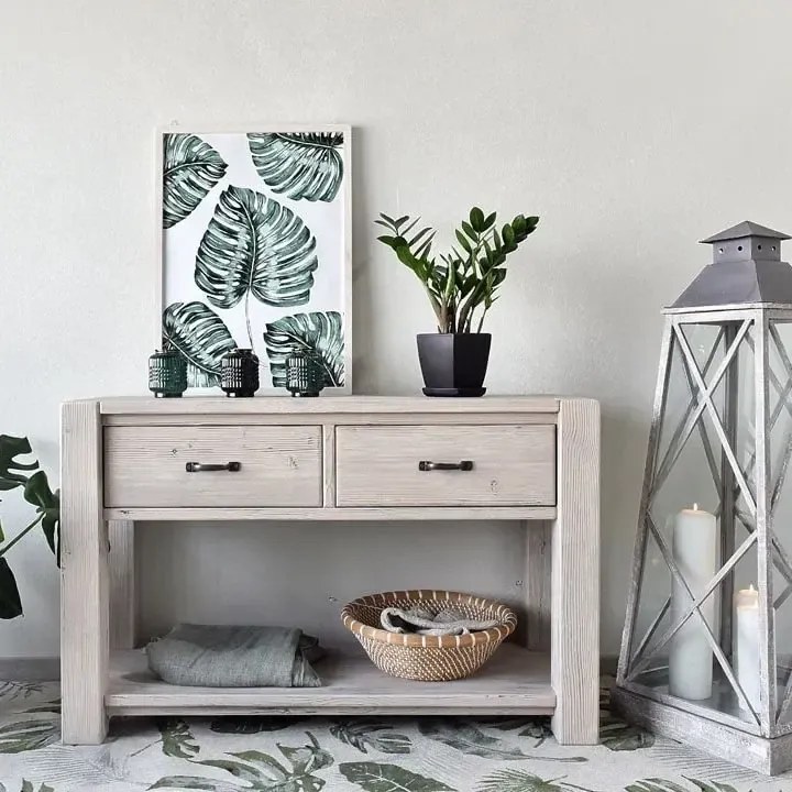 Sivý vidiecky konzolový stolík s 2 zásuvkami, 120x48x77 cm