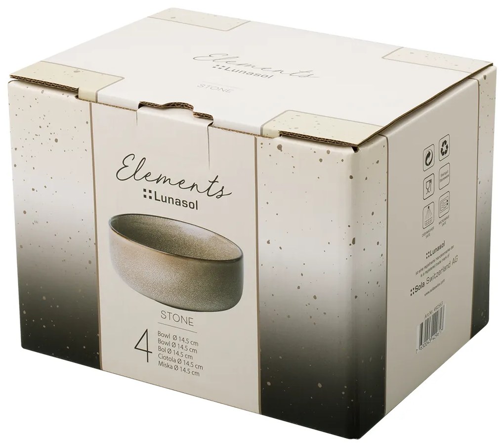 Set keramických misiek 4 ks – Elements Stone - 492563