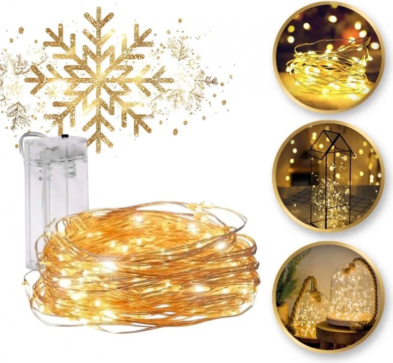 Vianočná svetelná reťaz 20 LED, teplá biela