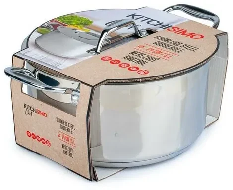 Kitchisimo Nehrdzavejúci kastról s pokrievkou Chef, 5 l, 24 cm