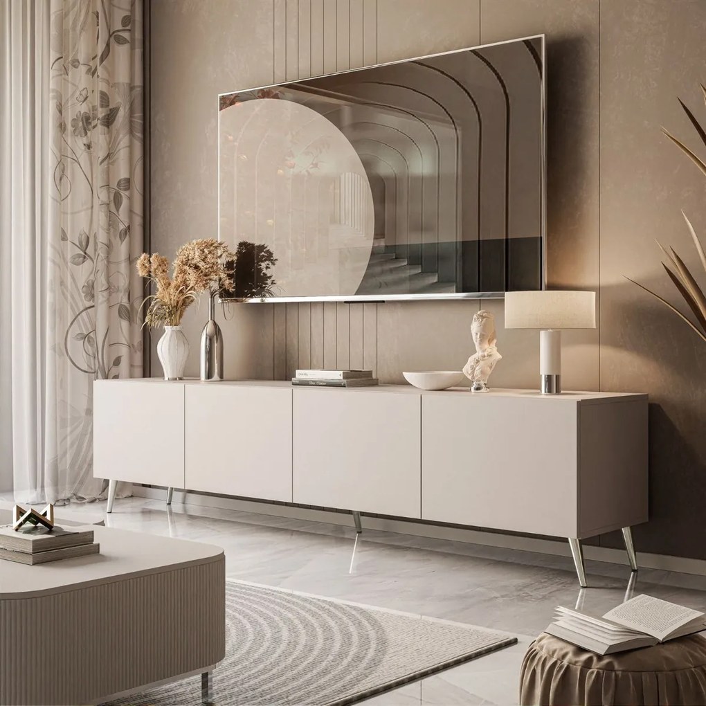 TV STOLÍK ELEGANTE KAŠMÍR + STRIEBORNÉ NOŽIČKY 200 cm