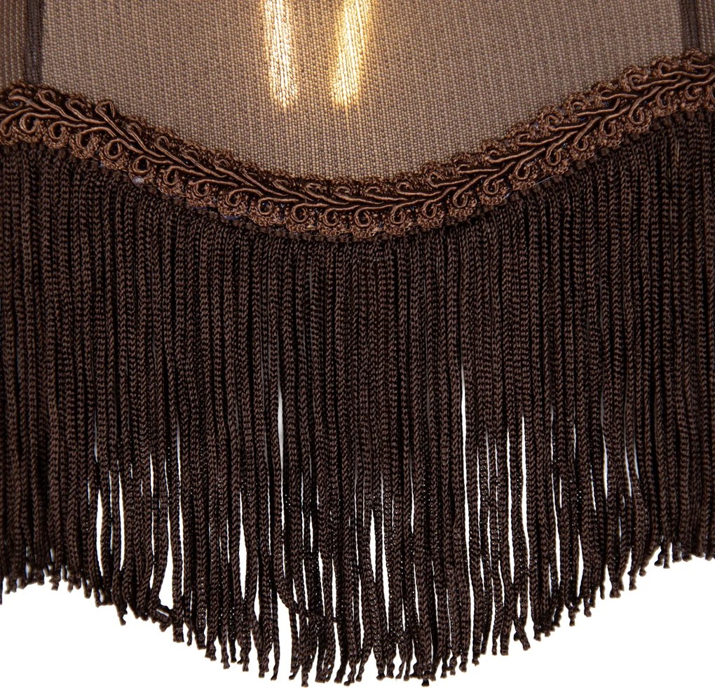 Cavalux Pendant Lamp: Black Fitting, Brown Shade with White Interior, and Plug - 31.5cm