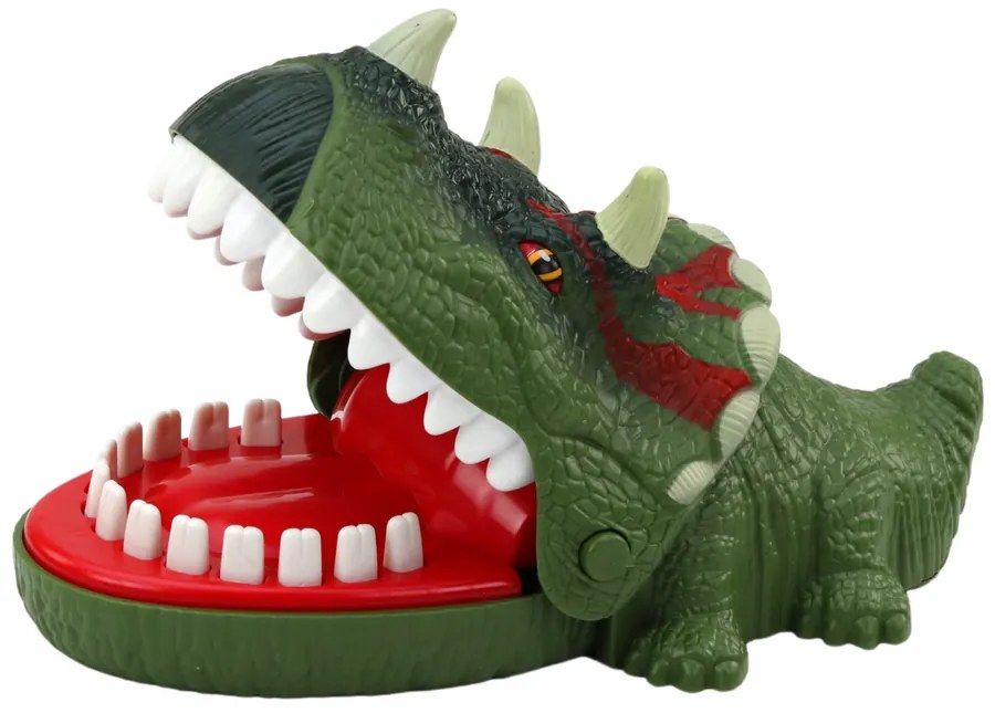 LEAN TOYS Arkádová hra – Zuby Dinosaura Triceratopsa, zelená
