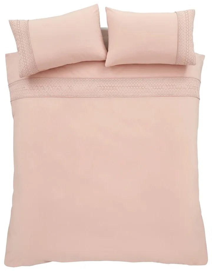 Ružové obliečky na dvojlôžko/predĺžené 230x220 cm Broderie Anglaise – Catherine Lansfield