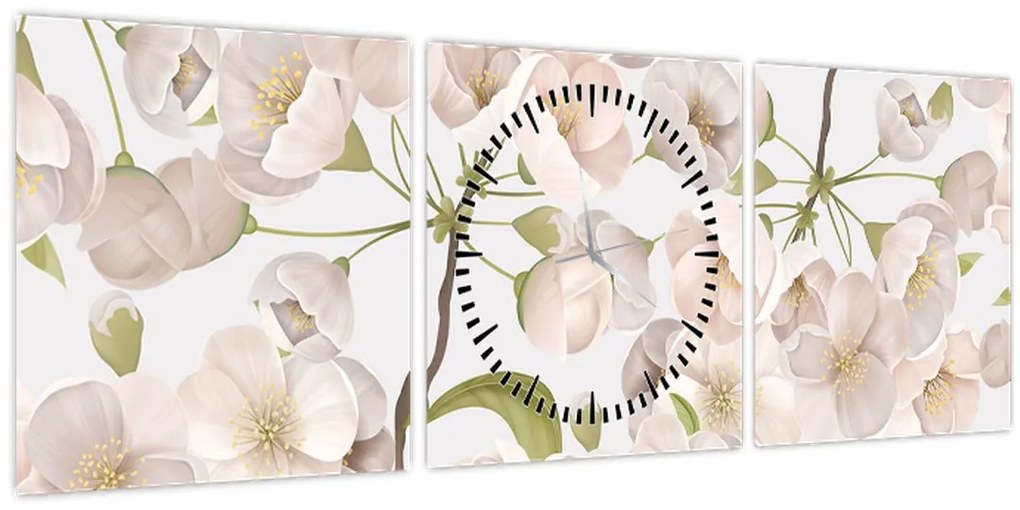 Obraz - Bloom with grace N⁰1 (s hodinami) (90x30 cm)