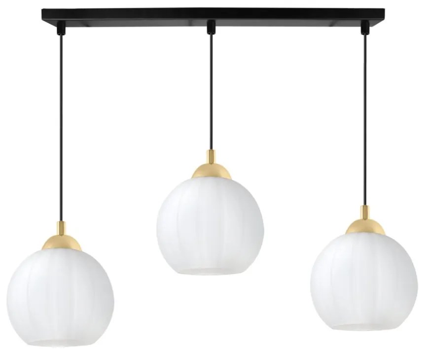 Závesné svietidlo Costa, 3x biele sklenené tienidlo, b/g