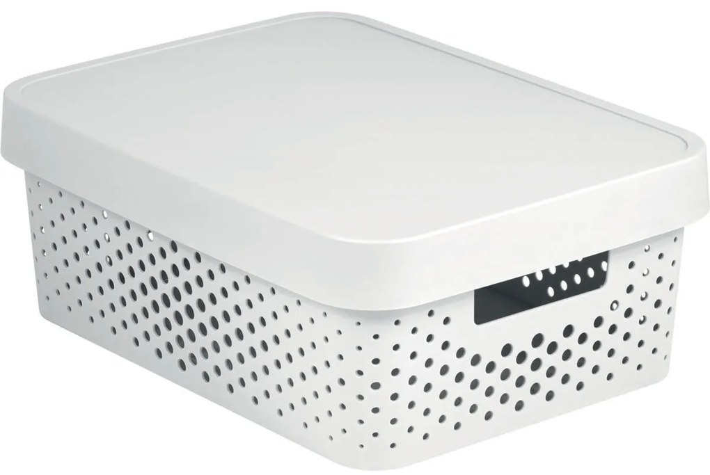 Curver Úložný box INFINITY 11l s vekom biely dierovaný