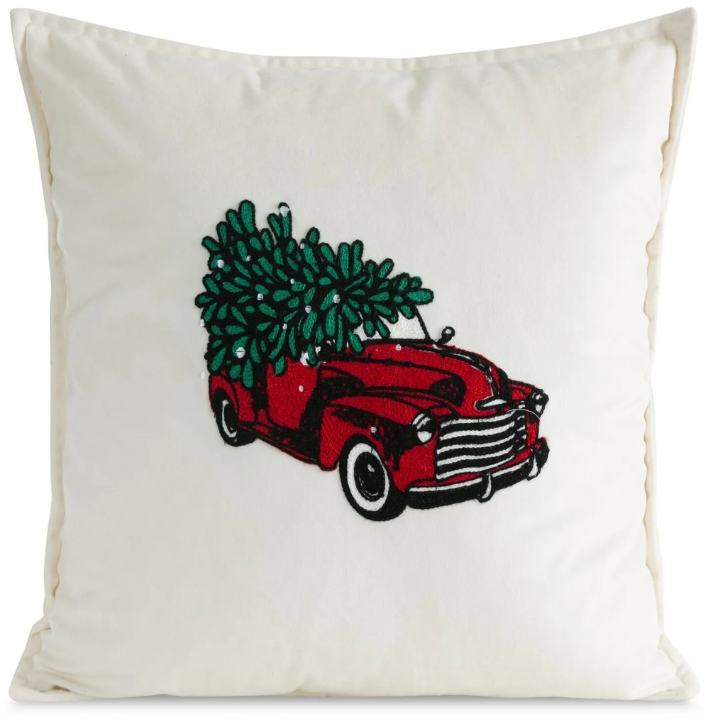VIANOČNÁ DEKORAČNÁ OBLIEČKA NA VANKÚŠ CAR 1KS 45X45 CM BIELA