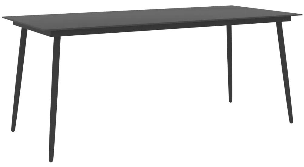 Záhradný jedálenský stôl čierny 190x90x74 cm oceľ a sklo 313116