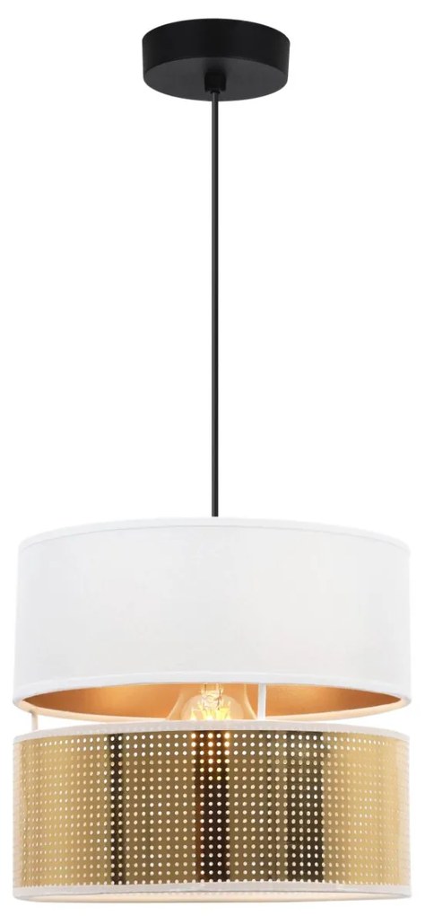 Závesné svietidlo Asti2, 1x PVC/biele textilné tienidlo, (fi 20cm), g, b