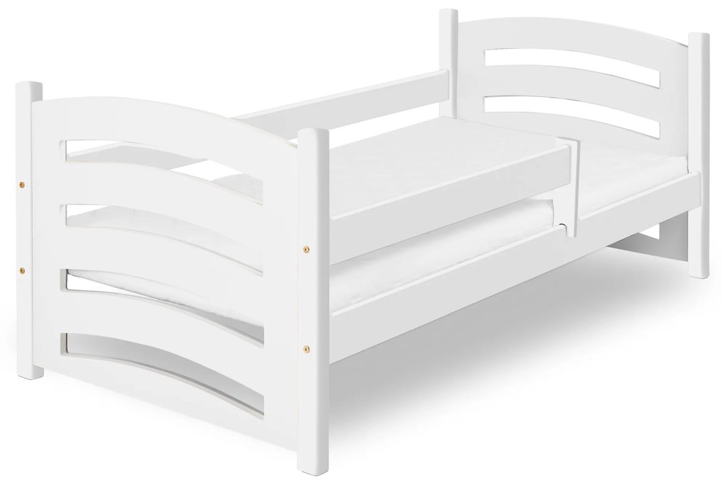 Detská posteľ MELA 80 x 160 cm, biela Rošt: Bez roštu, Matrac: Matrac EASYSOFT 10 cm