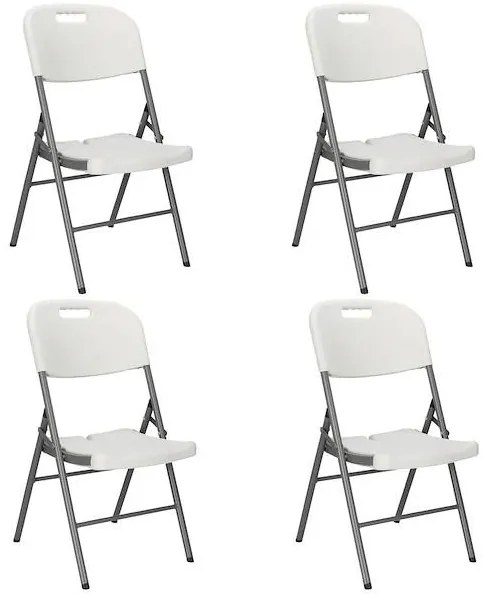SPRINGOS Set 4 cateringových stoličiek, banketová stolička, turistická stolička do záhrady - biele