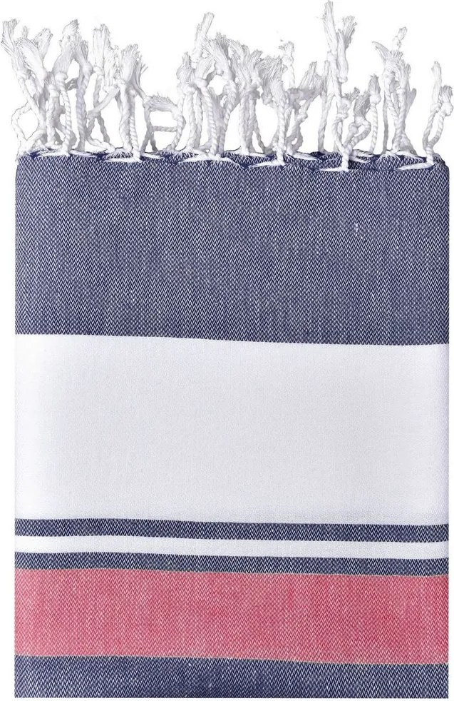 James & Nicholson (Daiber) Plážová deka JN1903 - Tmavomodrá / červená / biela