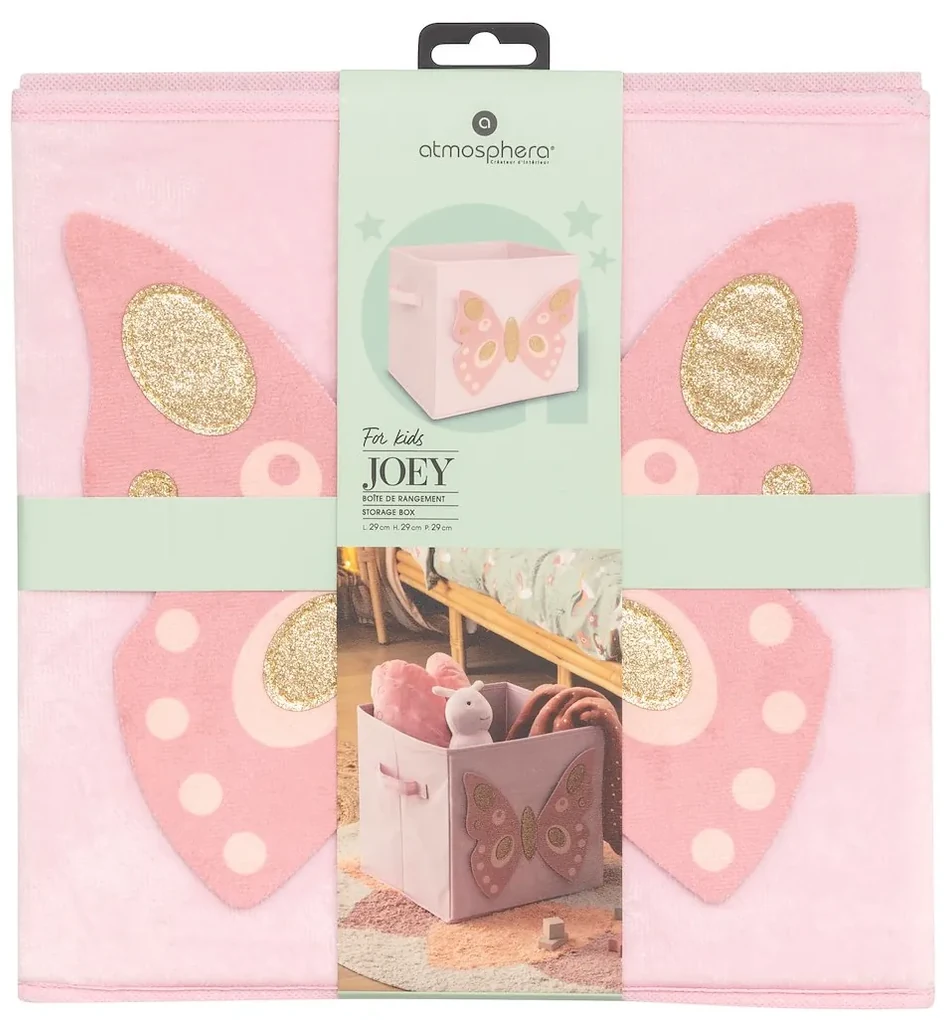 ATMOSPHERA Úložný box Butterfly, 29x29x29 cm, ružová