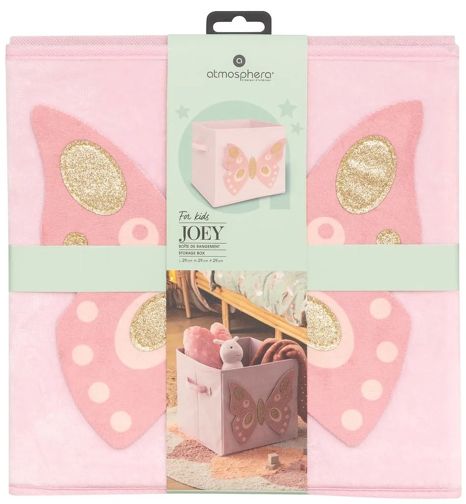 Úložný box Butterfly, 29x29x29 cm, ružová