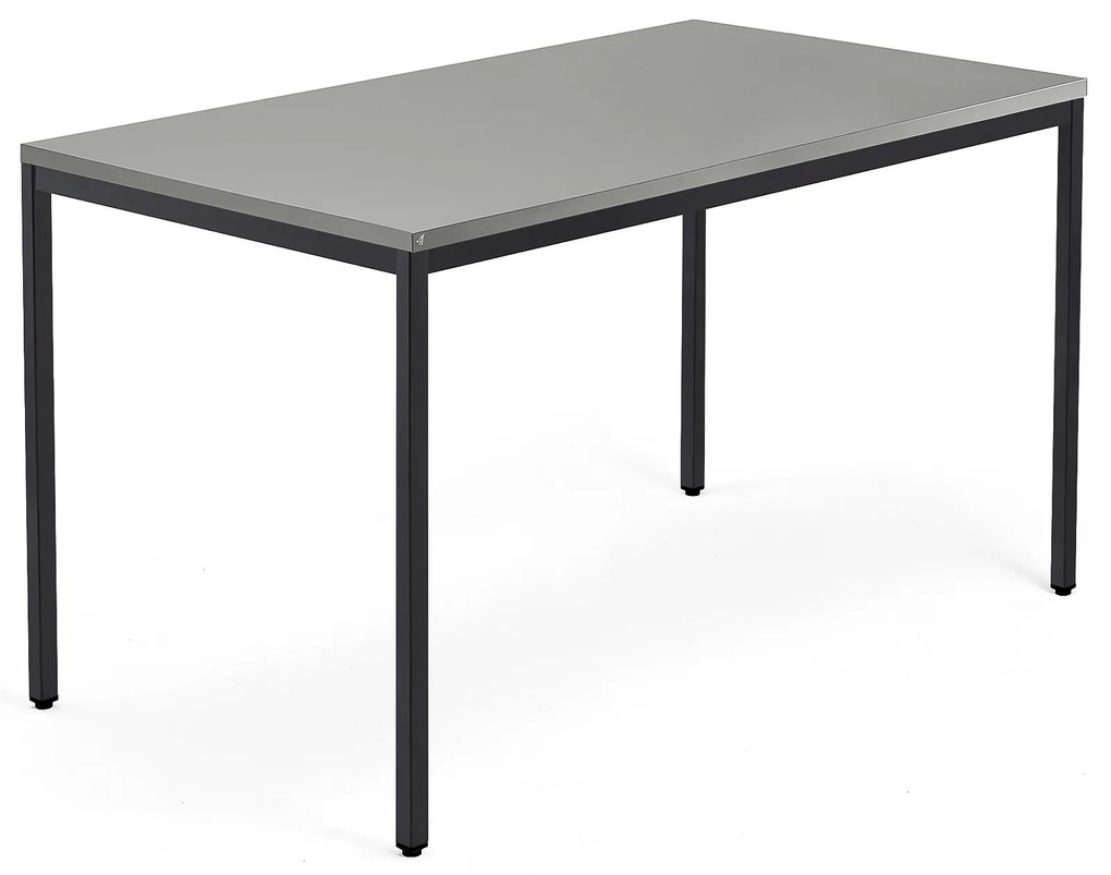 Kancelársky stôl QBUS, klasický rám, 1400x800 mm, čierna, svetlošedá
