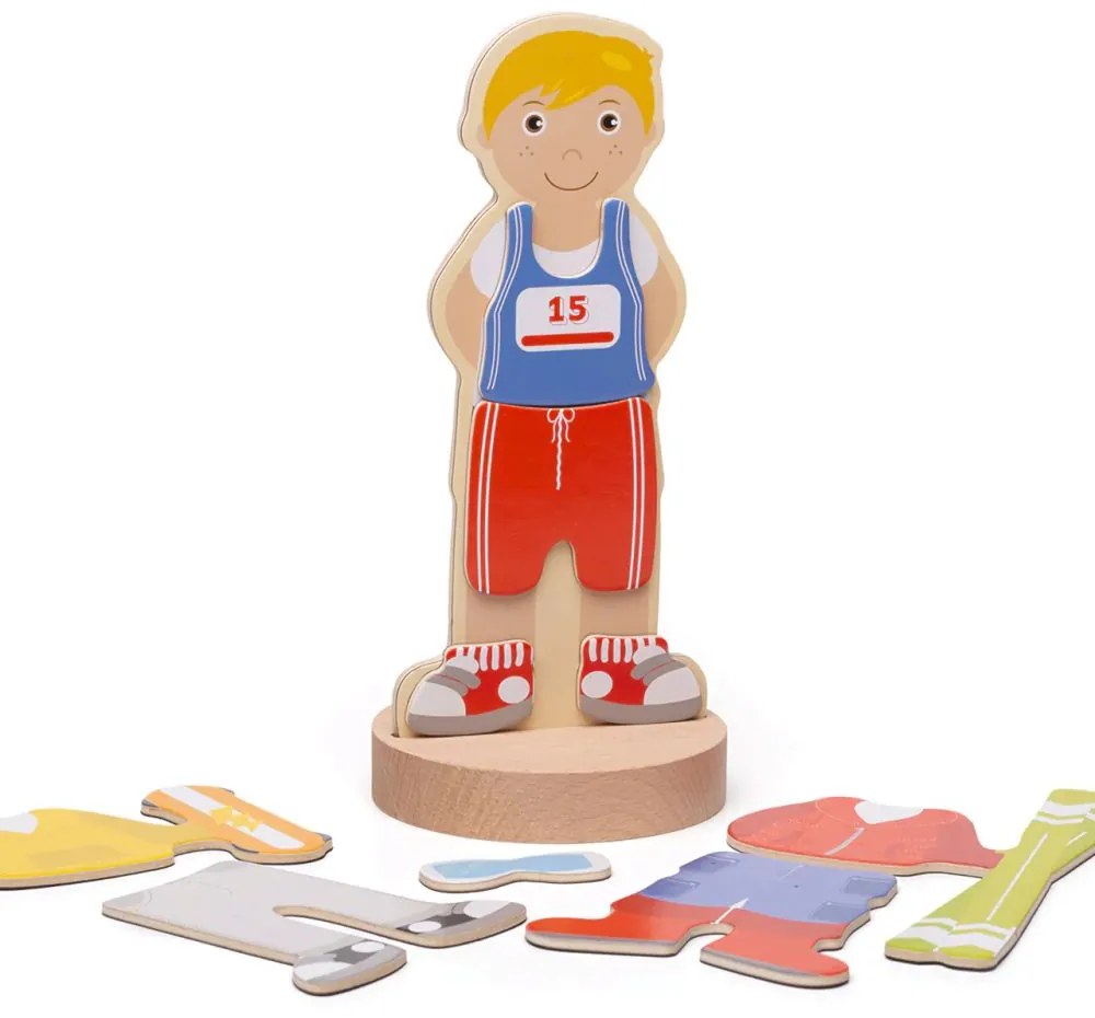 Bigjigs Toys magnetické obliekacie puzzle Športové aktivity