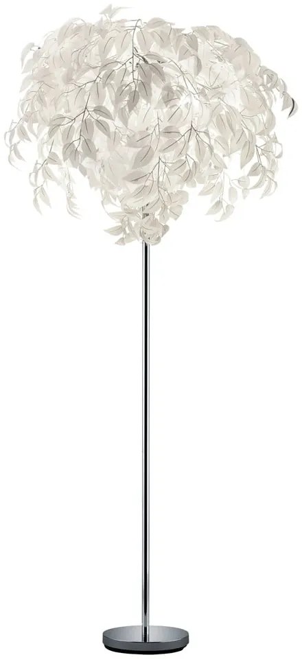 Biela stojacia lampa Trio Leavy, výška 180 cm
