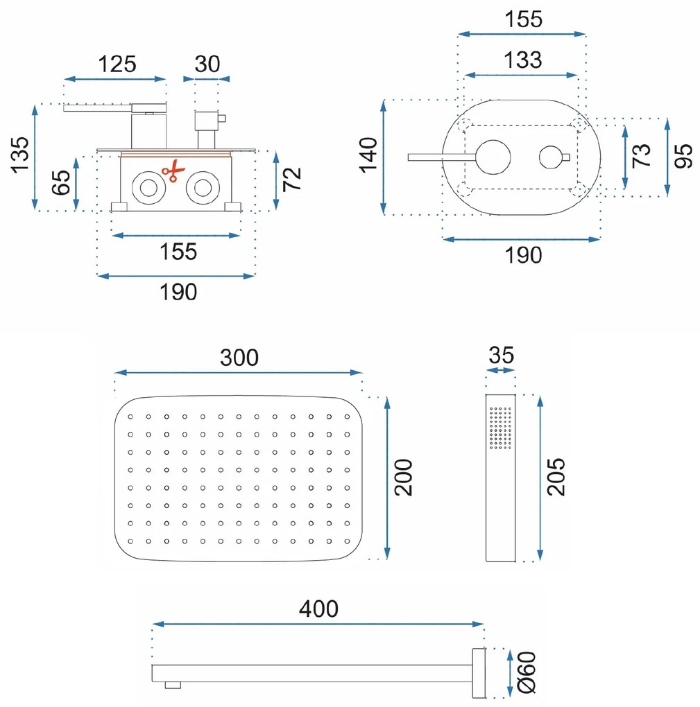 Rea Oval, podomietková sprchová sada + BOX, zlatá lesklá, REA-P8466