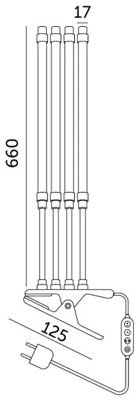 LED Stmievateľná lampa s klipom na pestovanie rastlín VITARO 4xLED/10W/230V čierna