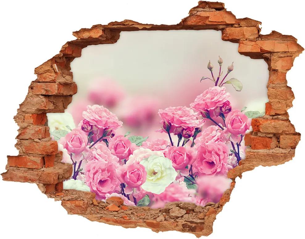 Samolepiaca diera na stenu Kvety divokej ruže WallHole-cegla-90x70-84071229