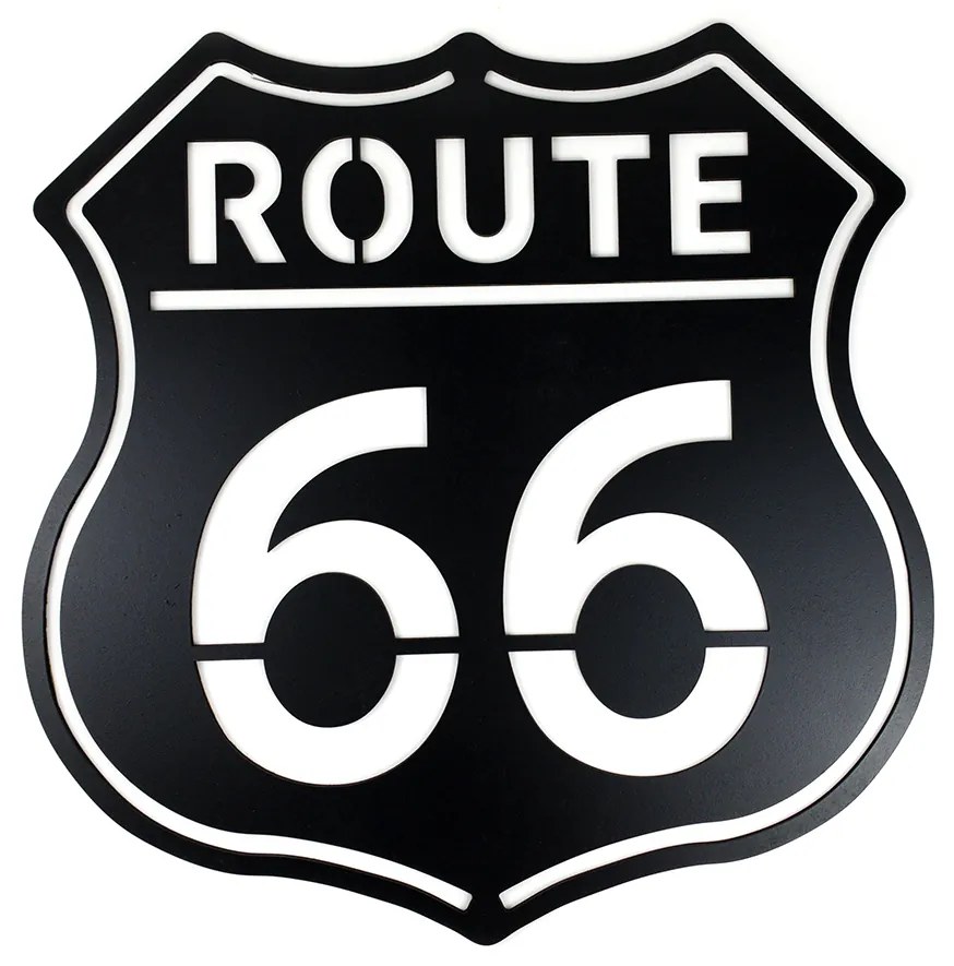 Veselá Stena Drevená nástenná dekorácia Route 66 čierna