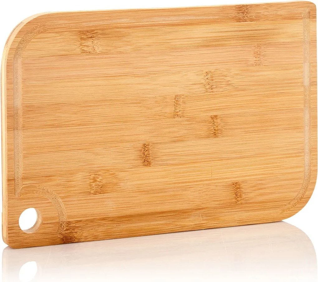 Klarstein Batvik, bambusová doska na krájanie, 38 x 1,5 x 27 cm (Š x V x H), šetrná k nožom, drážka na zachytenie šťavy