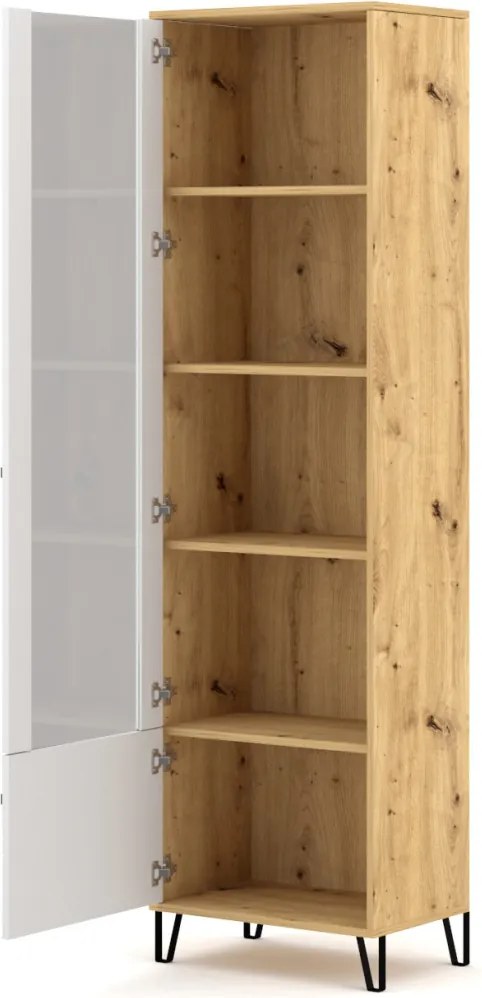 Vysoká vitrína Bilbao, dub artisan/biela