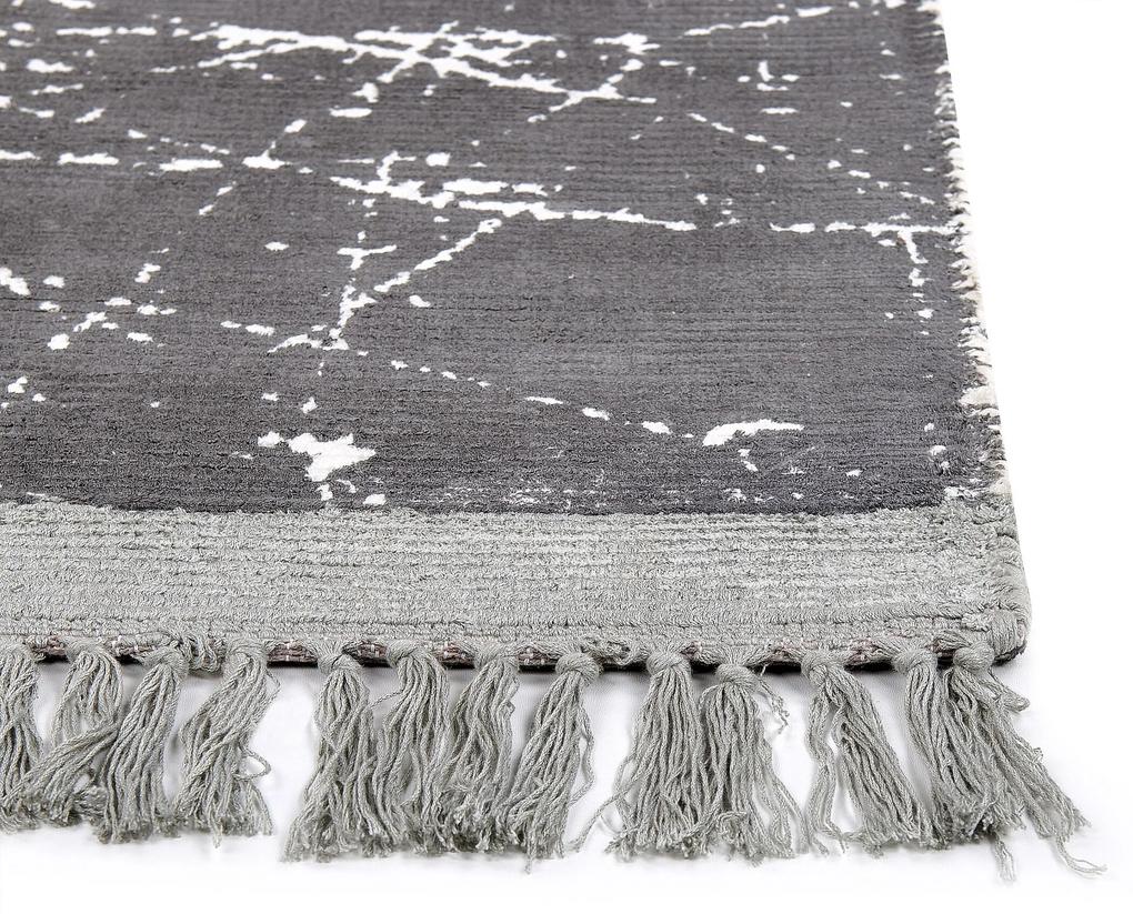 Viskózový koberec 80 x 150 cm sivý HANLI Beliani