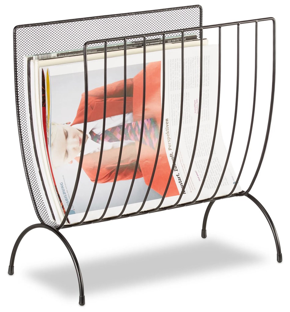 Stojan na noviny a časopisy, kovový čierny RD2511