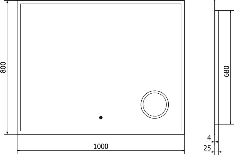 Mexen Kala, LED kúpeľňové zrkadlo s podsvietením a kozmetickým zrkadlom 100 x 80 cm, 6000K, ochrana proti zahmlievaniu, 9820-100-080-611-00