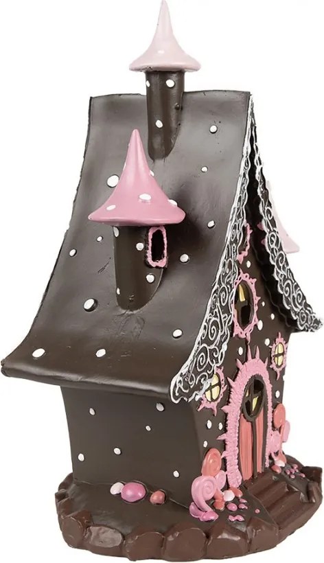 Hnedo-ružová svietiaca perníková chalúpka Gingerbread House - 16*13*26 cm / 3*AA
