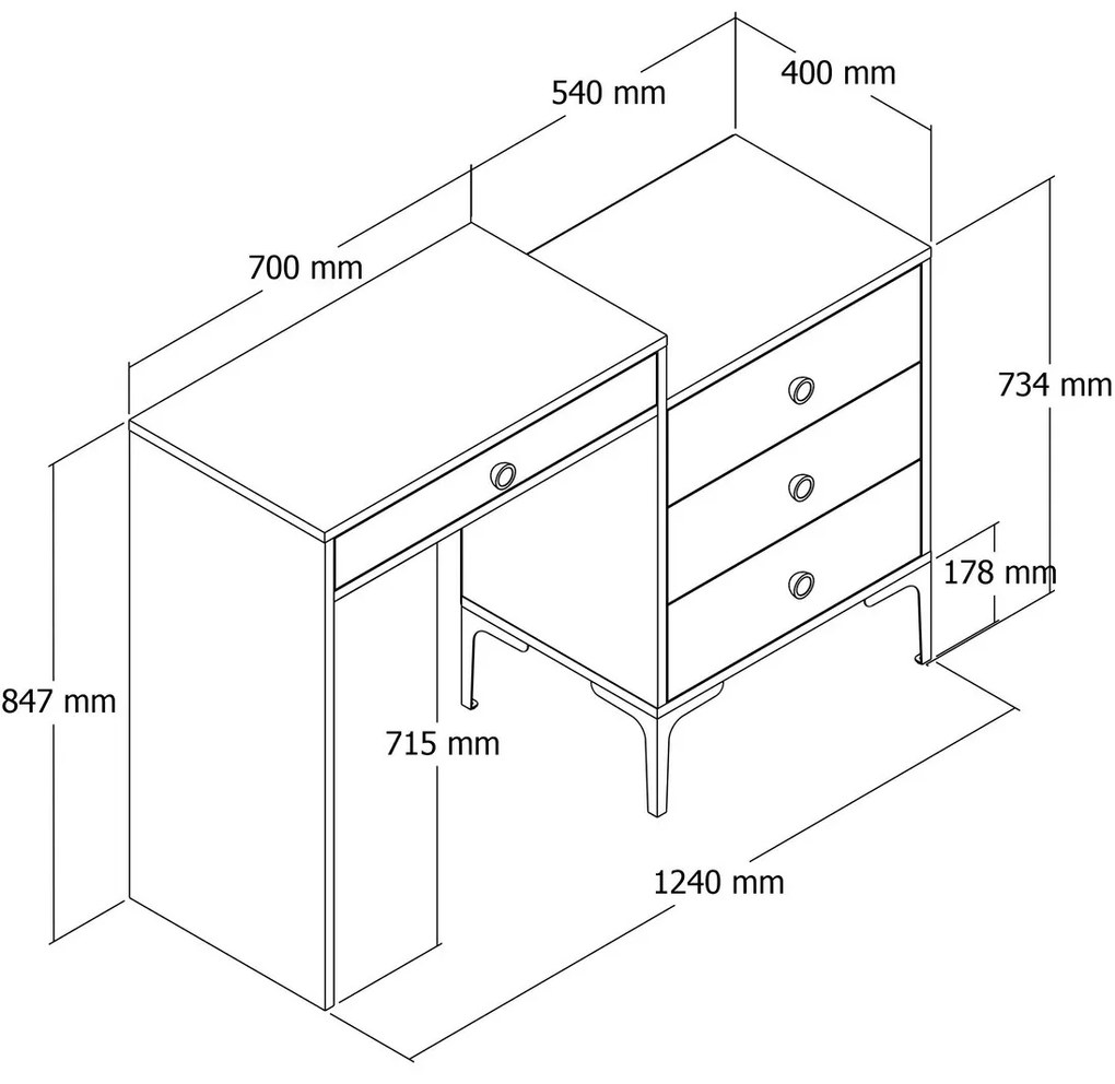 Toaletný stolík Lisbo biely