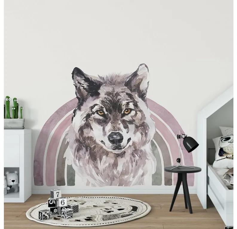 Gario Detská nálepka na stenu Rainbow animals - vlk Farba: A, Rozmery: 98 x 75 cm