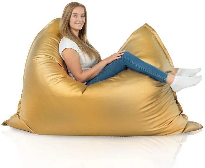 Sedací vak Gold – zlatý vankúš z ekokože 135x175 cm Veľkosť: XL