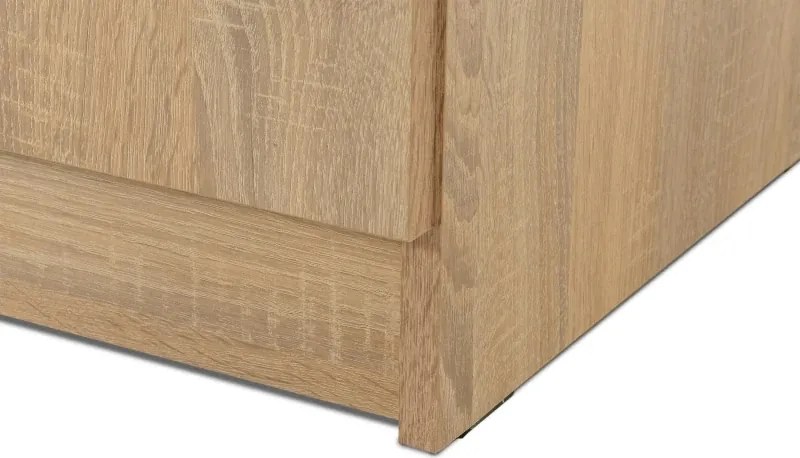 Kredenc hladký 160, sonoma (sklo hranaté čiré, úchyt Paula, prac. doska sonoma)