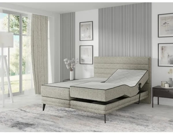 Elektricky polohovateľná čalúnená posteľ s matracmi MILA 180x200 cm sivá