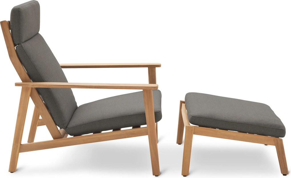 Pohodlné záhradné kreslo s vysokým operadlom vrátane opierky nôh