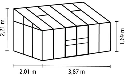 Skleník k stene Vitavia Ida 7800 polykarbonát 4 mm 386,5x201,4 cm čierny