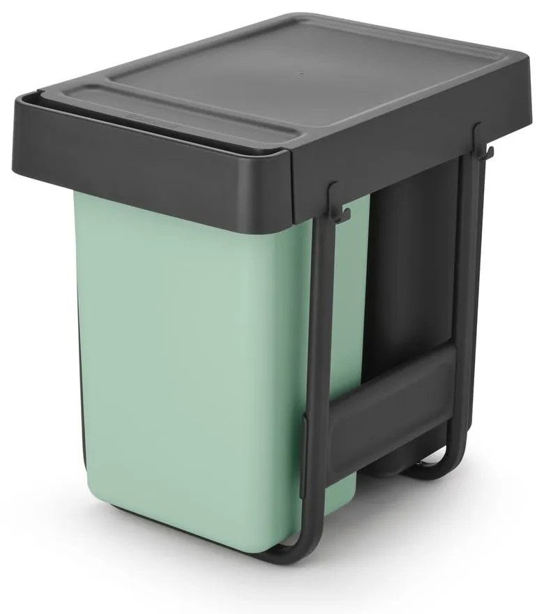 Vstavaný plastový odpadkový kôš na triedený odpad v mentolovo-tmavosivej farbe 30 l Sort&amp;Go – Brabantia