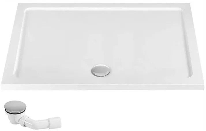 Rea Fargo Gold, sprchový kút s 1-krídlovými dverami 100 (dvere) x 80 (stena) x 195 cm, 6mm číre sklo, zlatý profil + čierna sprchová vanička Savoy, KPL-K4908