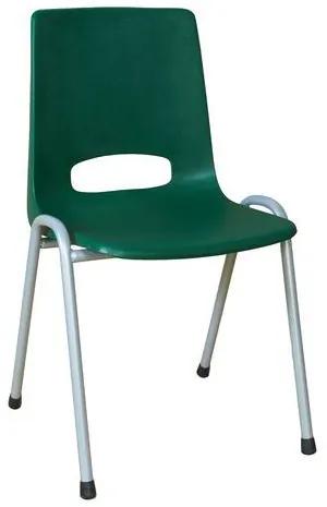 Plastová jedálenská stolička Pavlina Grey, zelená, sivá konštrukcia
