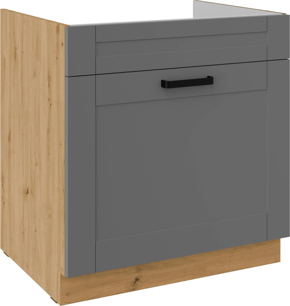 Dolná kuchynská skrinka pod drez Lucid 80 ZL 1S BB (korpus: dub artisan + front: mdf dustgrey). Vlastná spoľahlivá doprava až k Vám domov. 1134743
