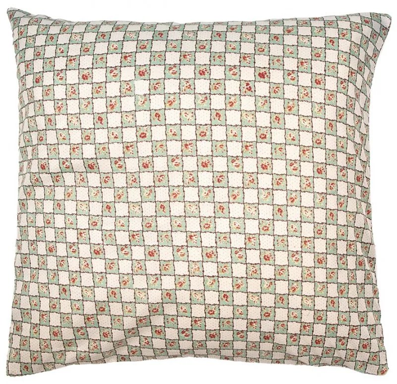 Béžová obliečka na vankúš s kvetmi Patchwork - 50*50 cm