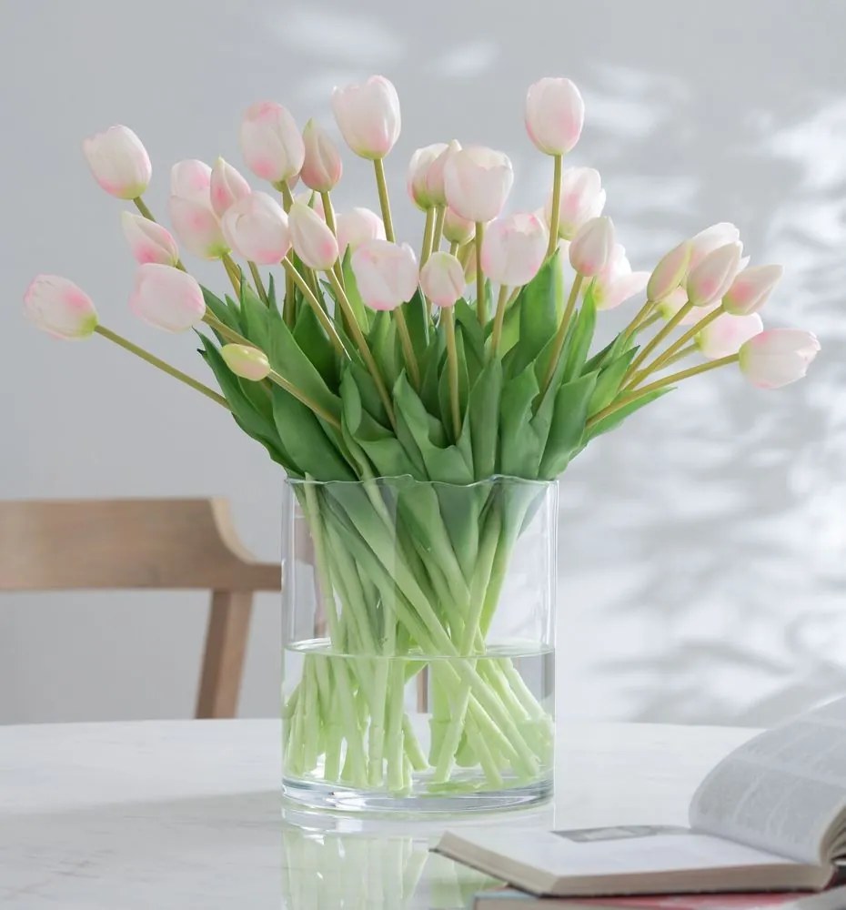 Kytica 7ks svetlo ružových realistických tulipánov Tulips - 45cm