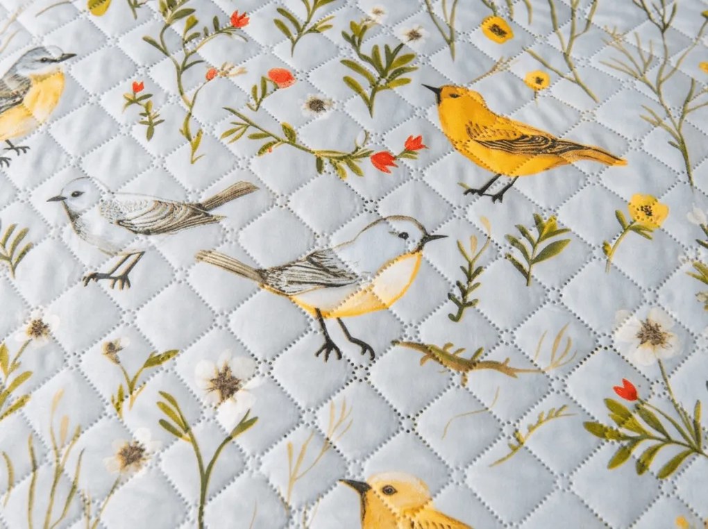 Prehoz na posteľ SPRING BIRDS, farebný Rozmer: 220 x 240 cm