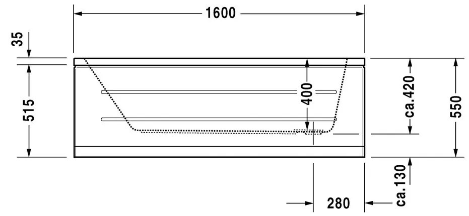 Duravit D-Code - Vaňa na zabudovanie 1600x700 mm, biela 700096000000000