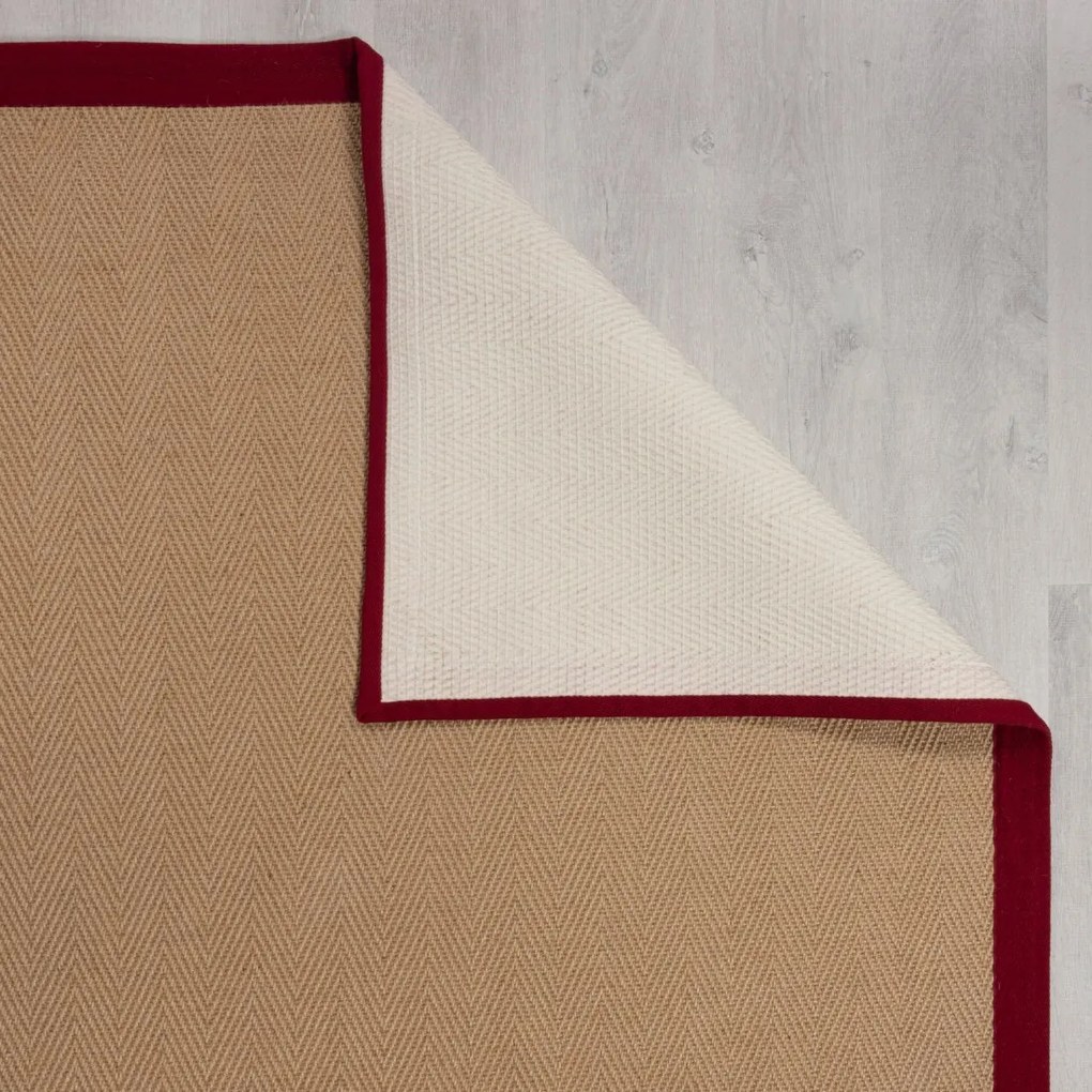 Flair Rugs, Kusový koberec Herringbone Border Kira Red, 200x290, béžová, chodba / predsieň