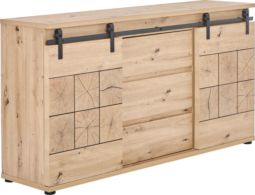 XXXLutz ŠIROKÁ KOMODA, farba duba, 160/86/40 cm MID.YOU - Komody - 002798019001